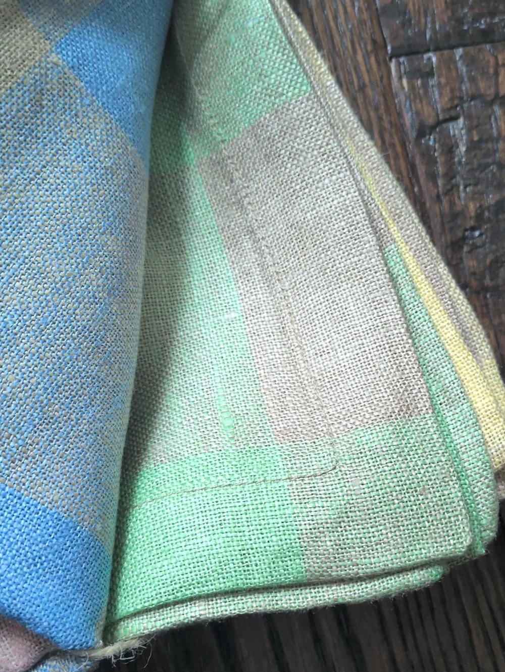 POTTERY BARN I NWT 4 Pastel Pink, Green, Yellow, & Blue Gingham Easter Napkins